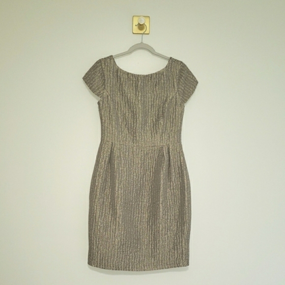 Helene Berman London Sheath Dress 10 Taupe V-Back Wedding Guest Cocktail Event - Picture 1 of 14